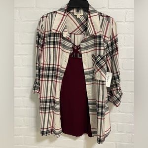 Style & Co. flannel size M with Hippie & Rose “the cozy tank” size L